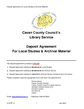 Deposit Agreement For Local Studies Archival Material summary image
									