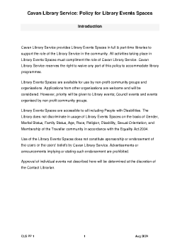 Policy for Use of Library Events Spaces summary image
									